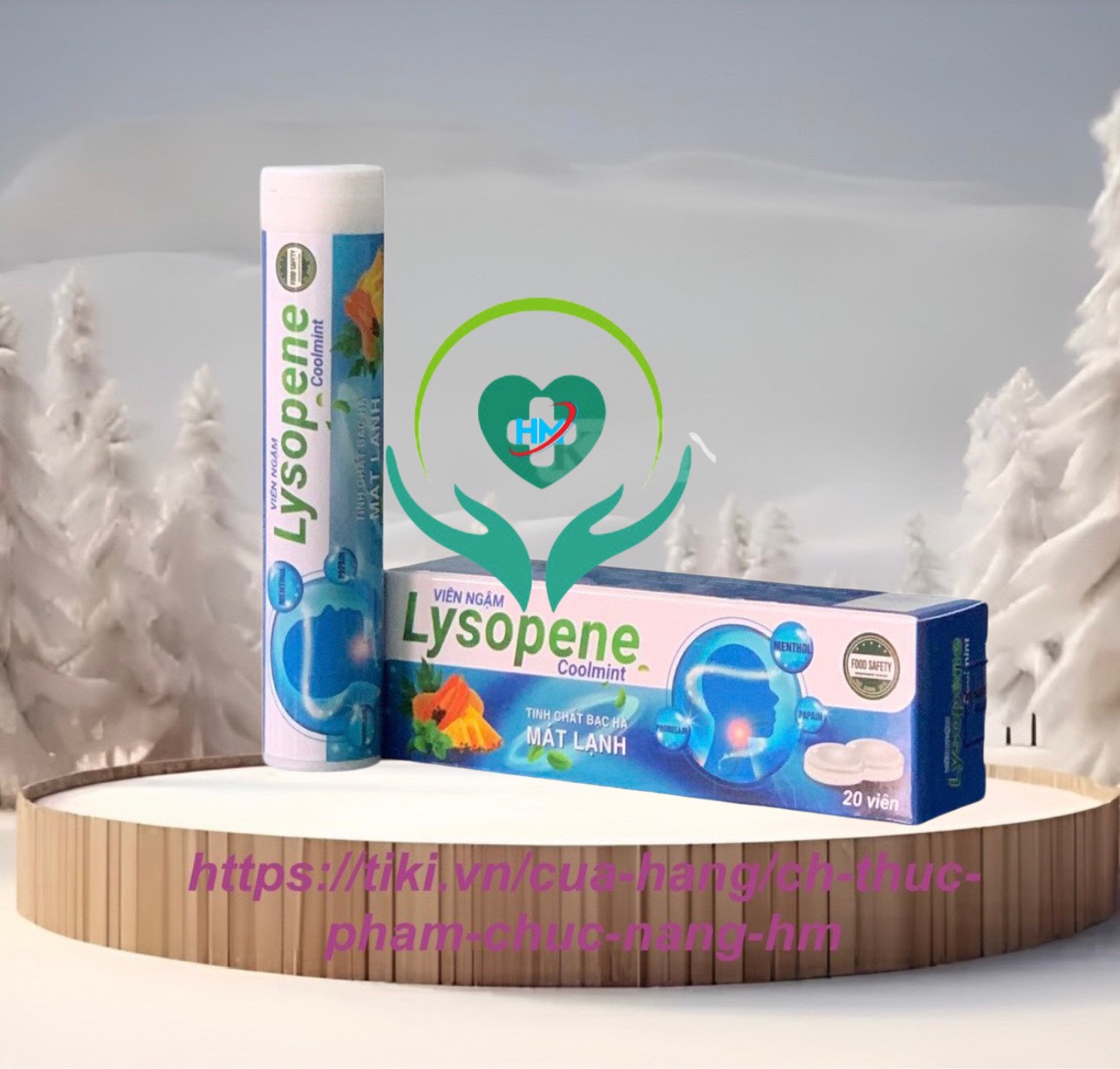 Viên ngậm Lysopene - tupe 20 viên - tinh chất bạc hà mát lạnh ,hỗ trợ làm giảm đau rát họng