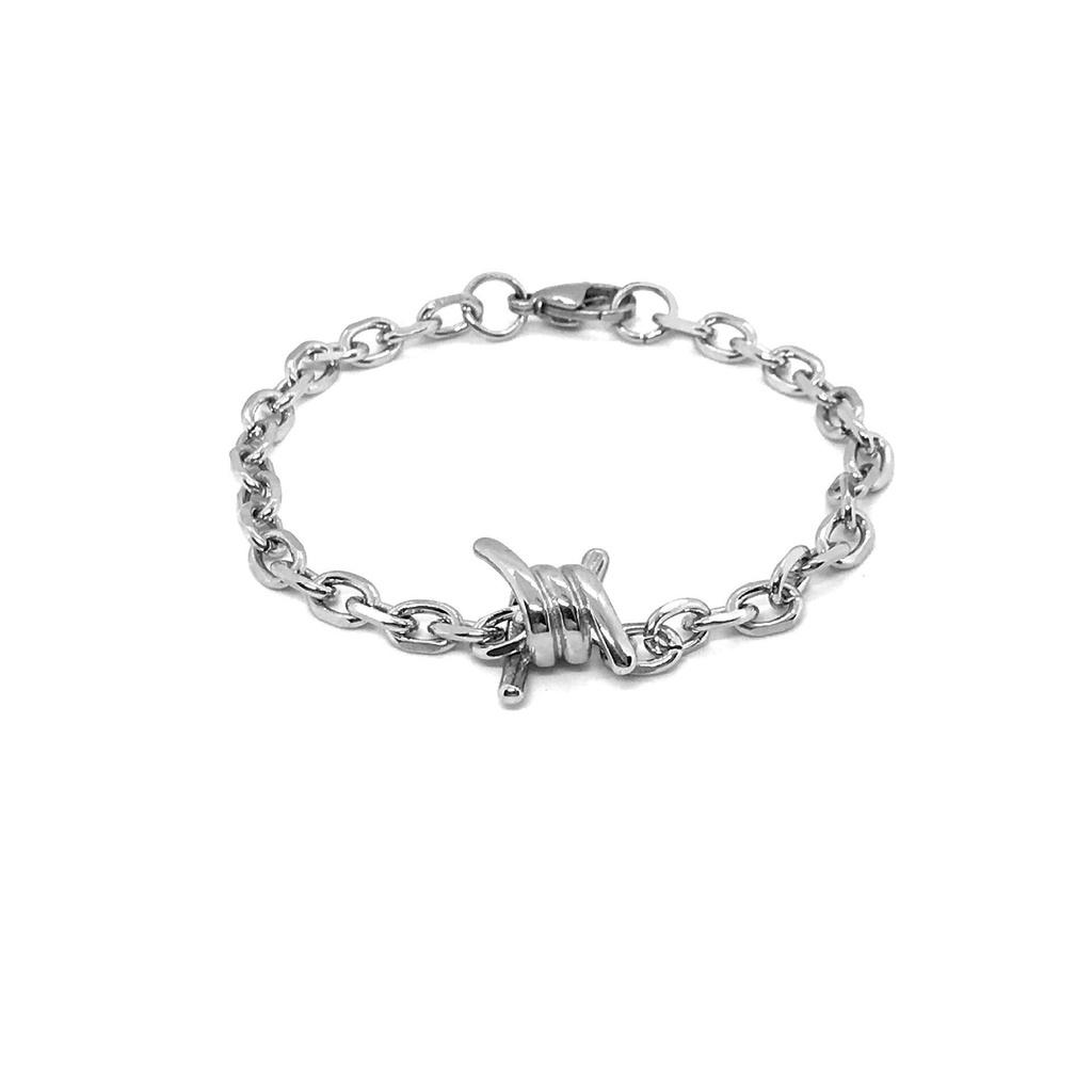 Vòng Tay Nam Lắc Tay Unisex MẶT XOẮN 17cm Thời Trang Đeo Tay Nam Nữ Basic Màu bạc - Vòng Tay - Max