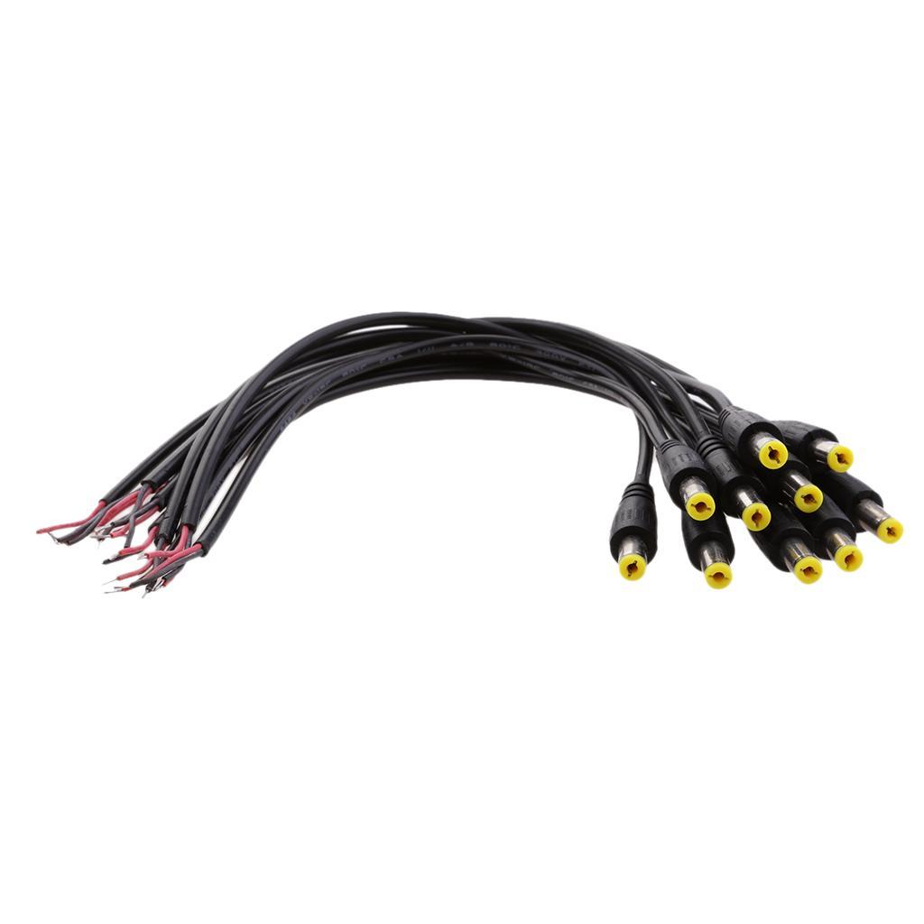 10pcs 12V 5.5x2.1mm Male DC Power Connector Cable Plug Wire For CCTV