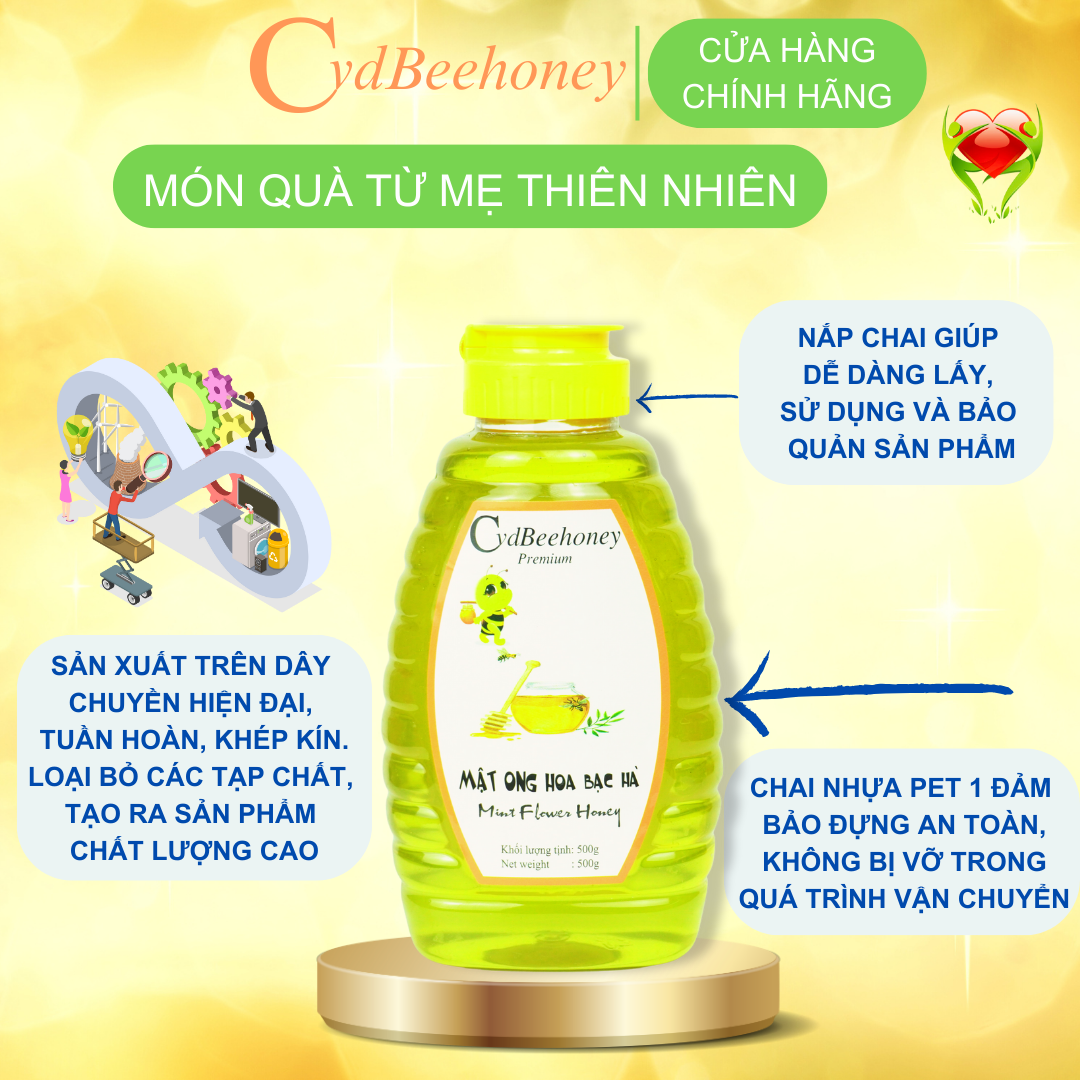 Mật Ong Hoa Bạc hà 500g Cvdbeehoney- Premium Mint Flower Honey