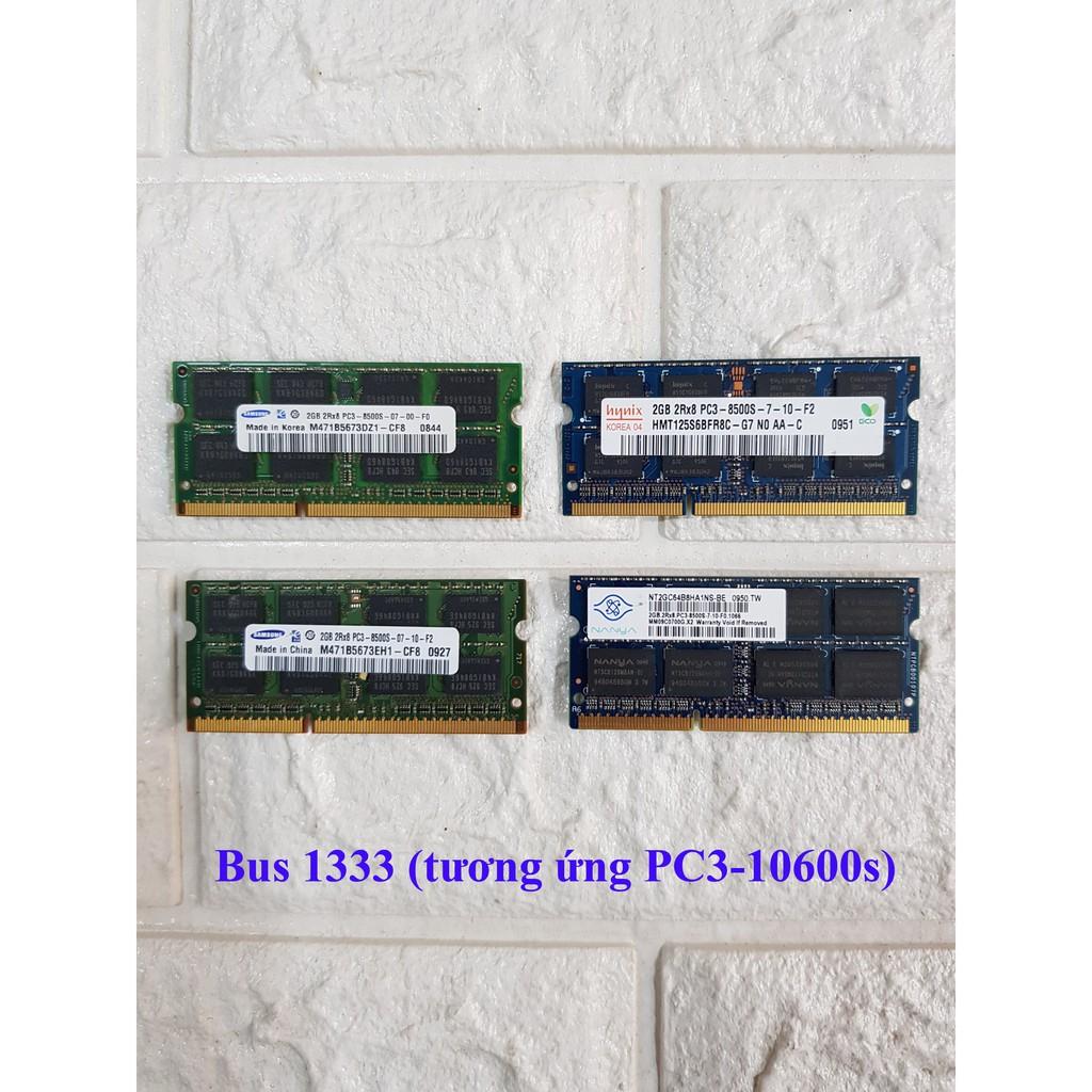 ║ RAM Laptop 2G DDR3 cũ tháo máy Bus 1333 / Bus 1600 / Bus 1066 MHz (Ram Laptop PC3-2G cũ) ║