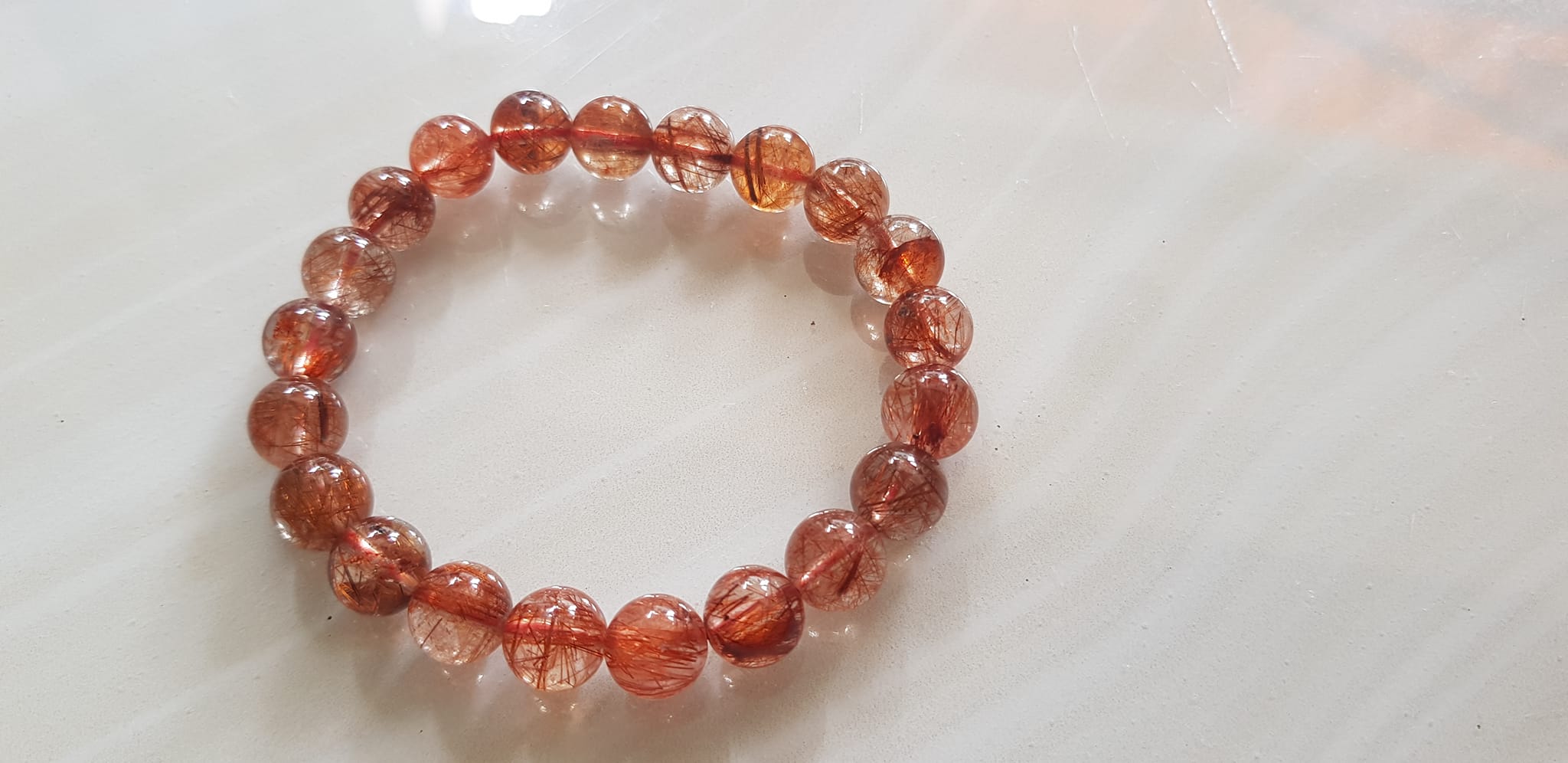 Vòng tay phong thủy may mắn đá thạch anh tóc đỏ tự nhiên Size vòng hạt 9mm Vòng thạch anh tóc đỏ trong bóng mịn mượt đẹp quá chuẩn hợp Nữ mệnh mệnh hỏa mệnh thổ đeo ạ