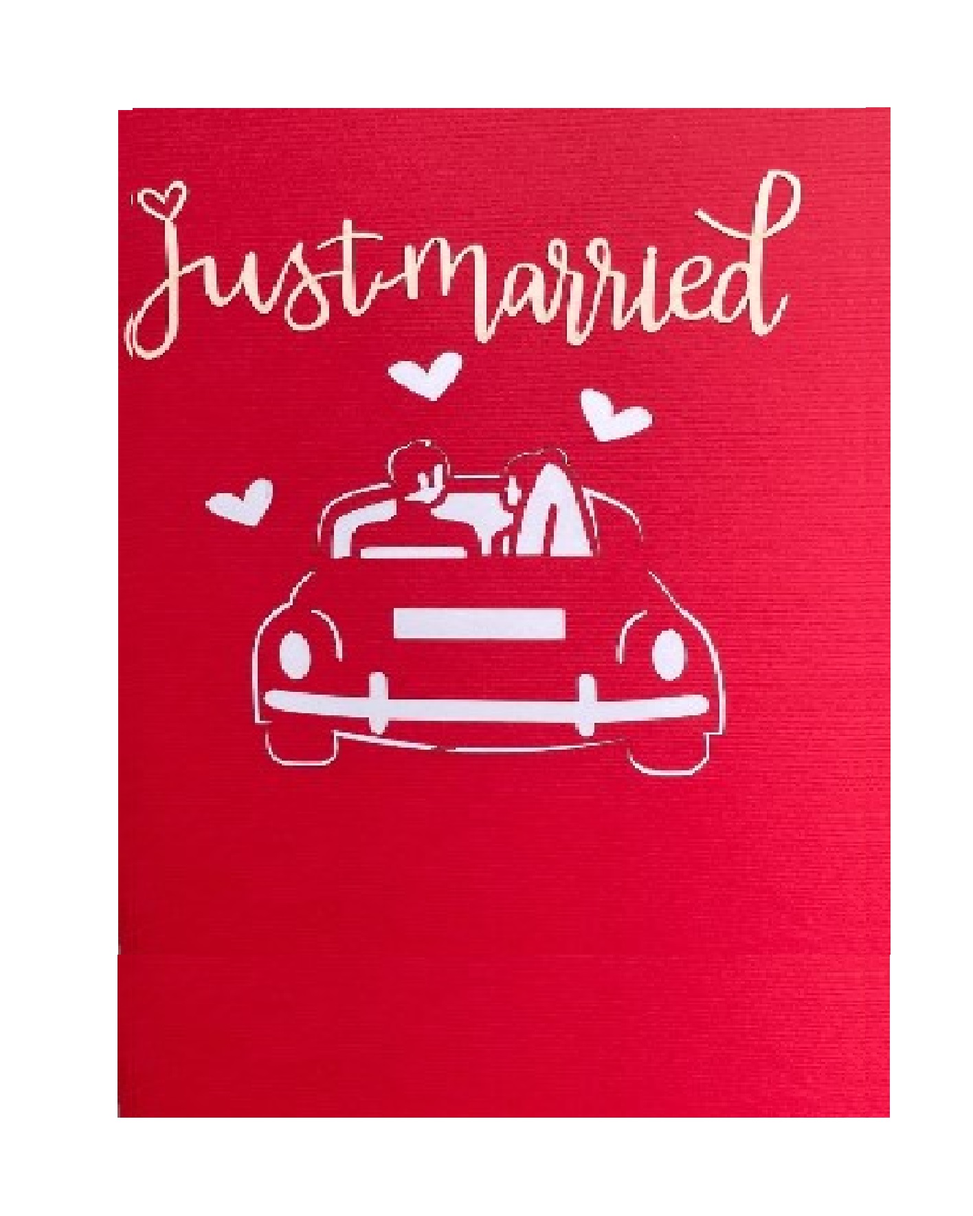 Thiệp 3D Pop Up Xe Cưới Just Married Đỏ – Thiệp Chúc Mừng Đám Cưới, Thiệp Wedding Độc Đáo, W07