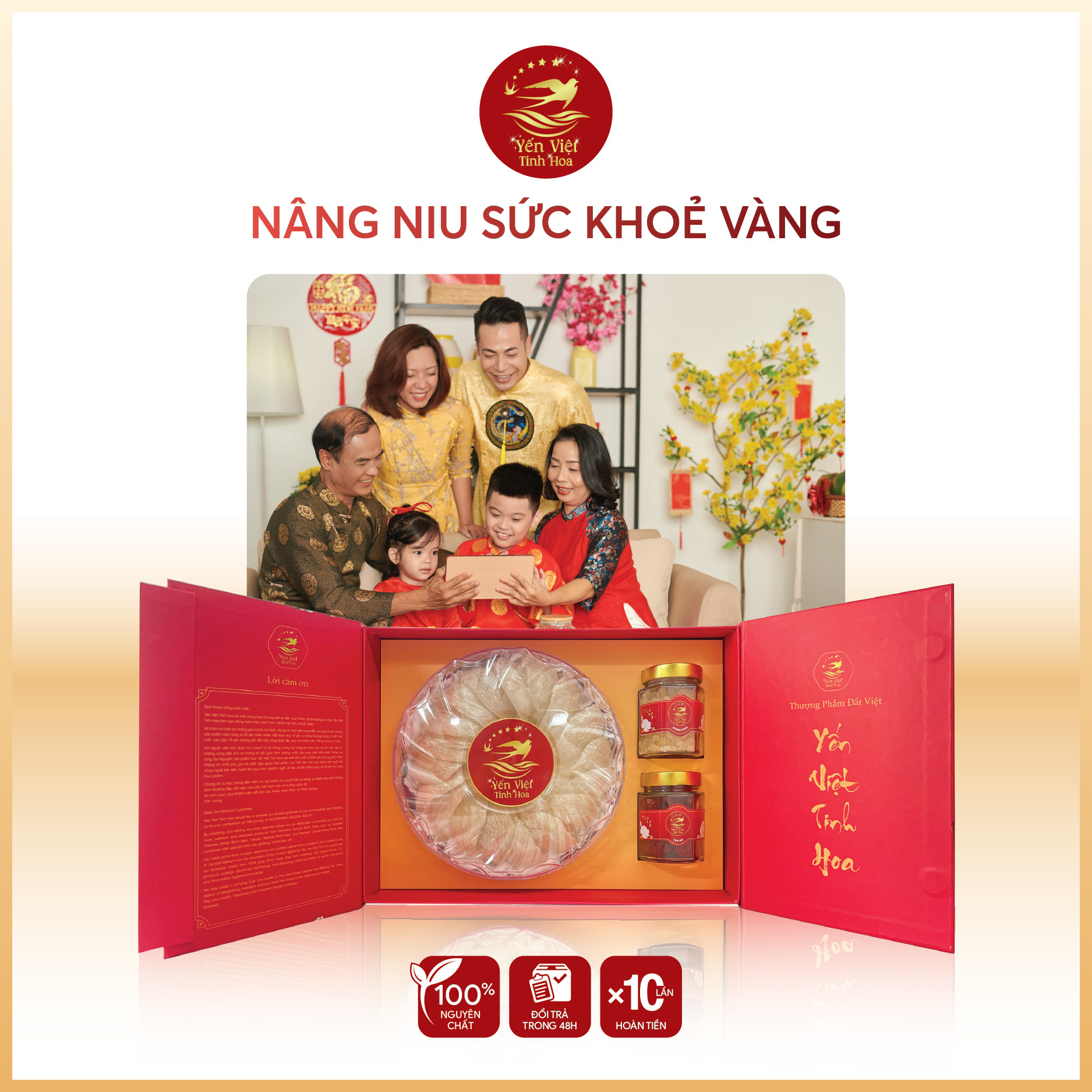 Tổ yến rút lông thượng hạng 100 gram Yến Việt Tinh Hoa  - Hàng chính hãng