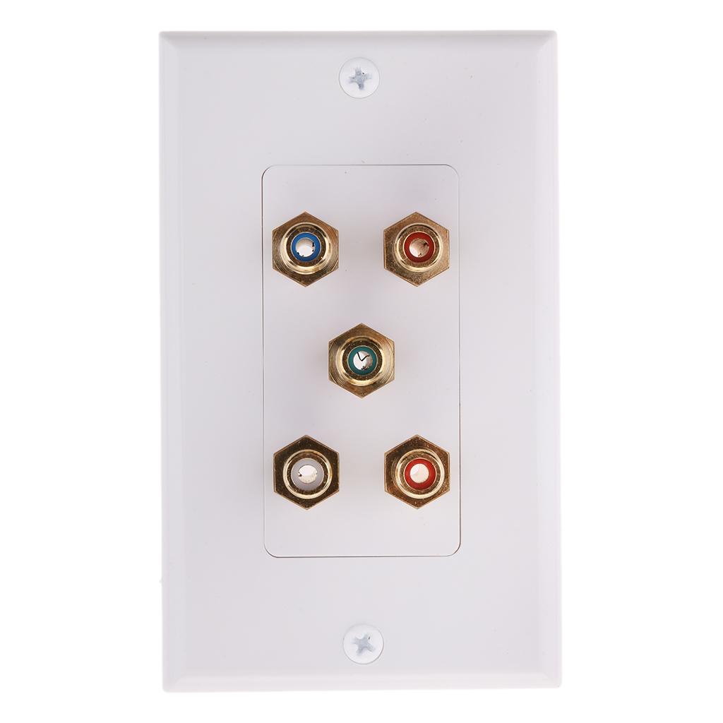 Wall Plate 5 RCA Component Video Audio AV Gold Plated Connector, Decoration