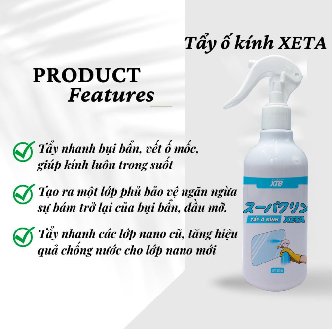 Tẩy ố kính ô tô phủ nano Xeta - Dung tích 300ml phiên bản mới nhất - Phụ kiện nội thất ô tô.