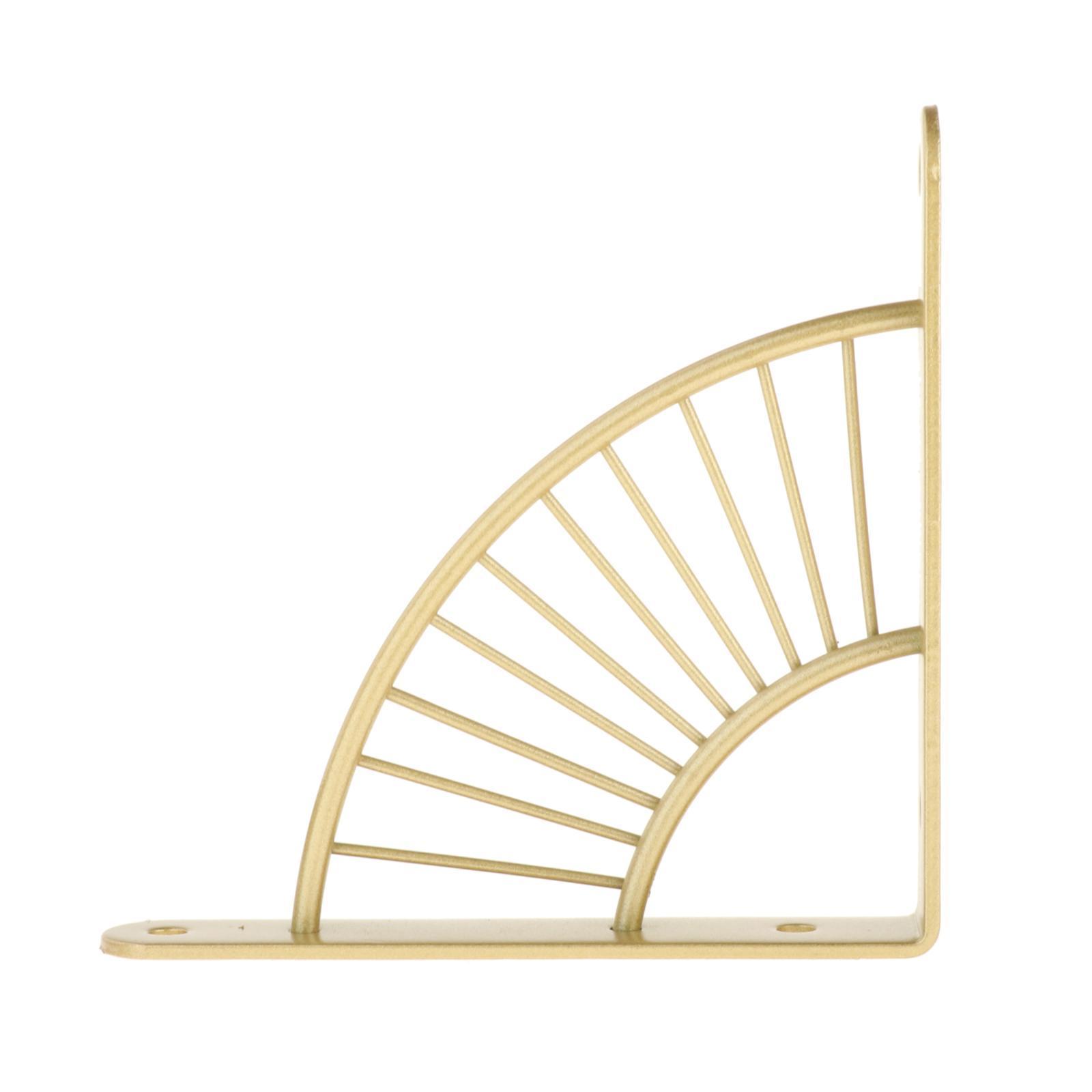 2x Shelf Bracket Decorative Fan-Shaped with Screws Home Bookshelf Golden
