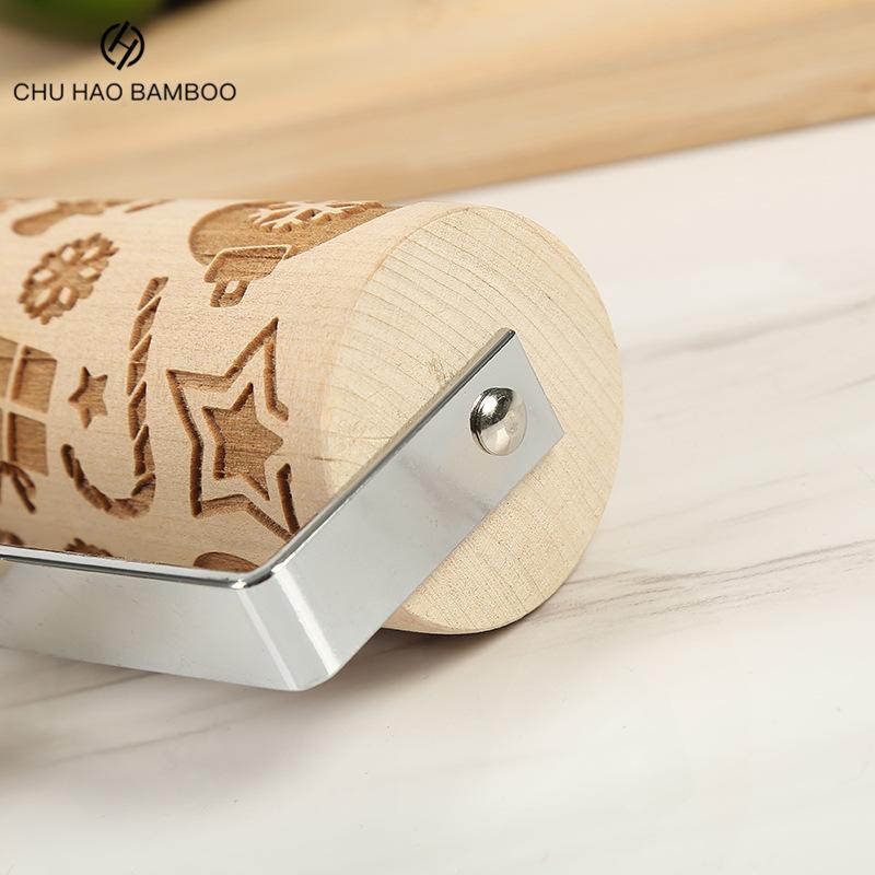 Giáng Sinh Nổi Gỗ Cán Dập Nổi Bánh Bột Con Lăn DIY Bếp Nướng Công Cụ Cho Hộ Gia Đình Làm Bánh Phụ Kiện