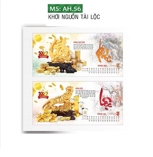 Bộ 2 cuốn lịch bàn 2022 không note từ AH56 đến AH70 (mẫu ngẫu nhiên)