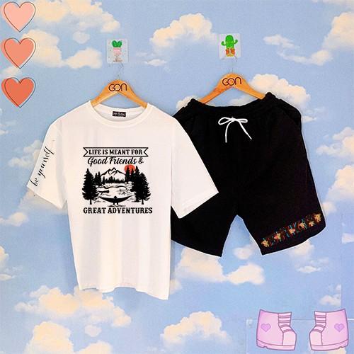 Set đồ bộ Quần Shorts Lửng Kẻ 3 Sọc Quần Ulzzang Ống Rộng Quần Đùi Kẻ Sọc