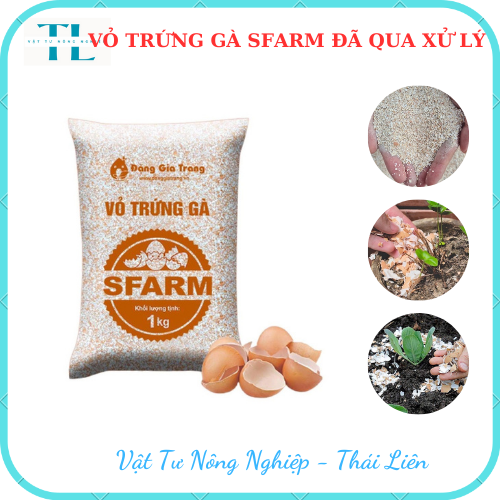 Vỏ Trứng Gà SFARM Cung Cấp Canxi Và Khoáng Chất Cho Cây Trồng - Gói 1KG
