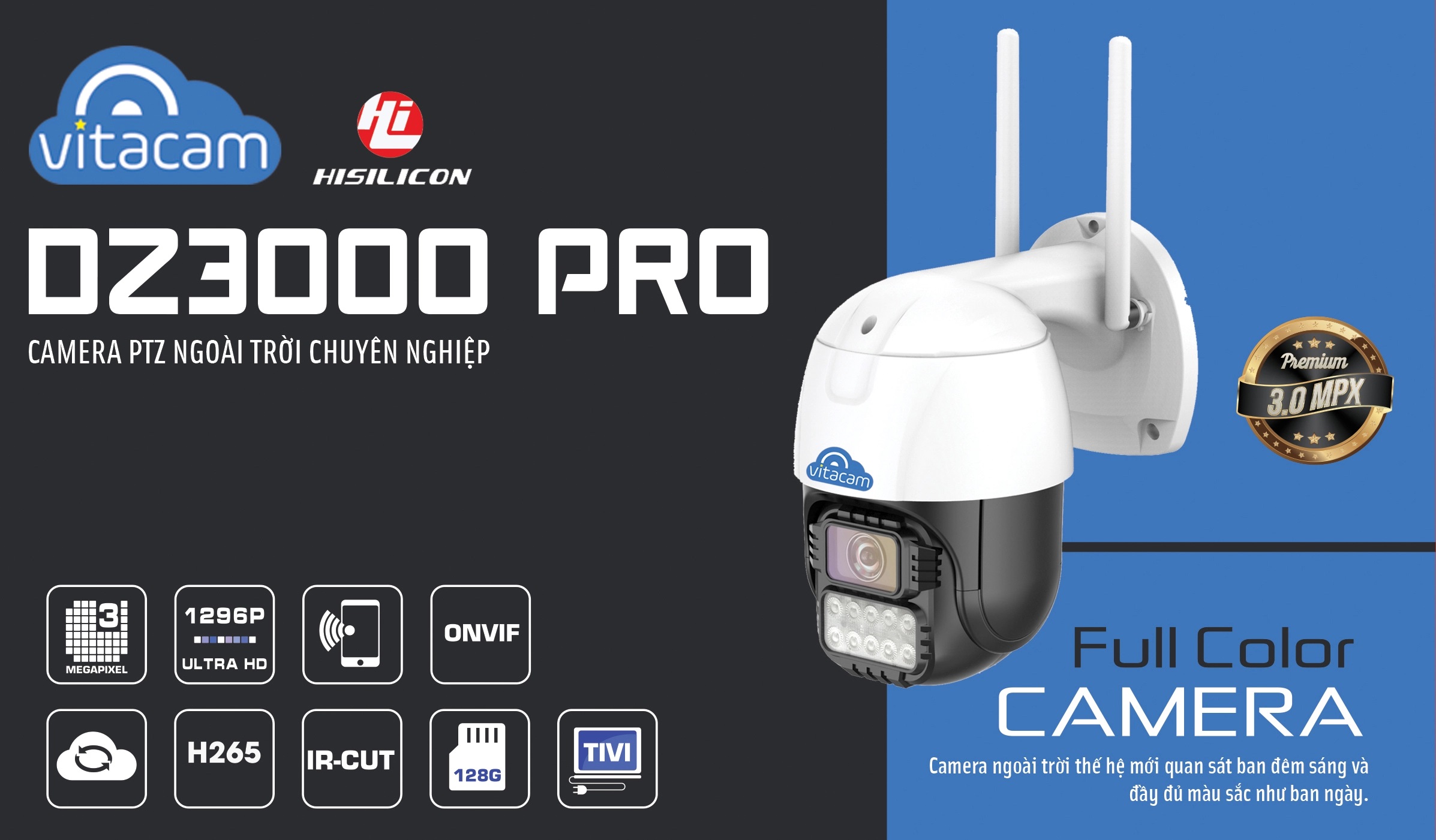 Camera Wifi Ngoài Trời VITACAM VB1095 - 3Mpx Ultra HD 2K Mới Nhất 2022 - hàng chính hãng