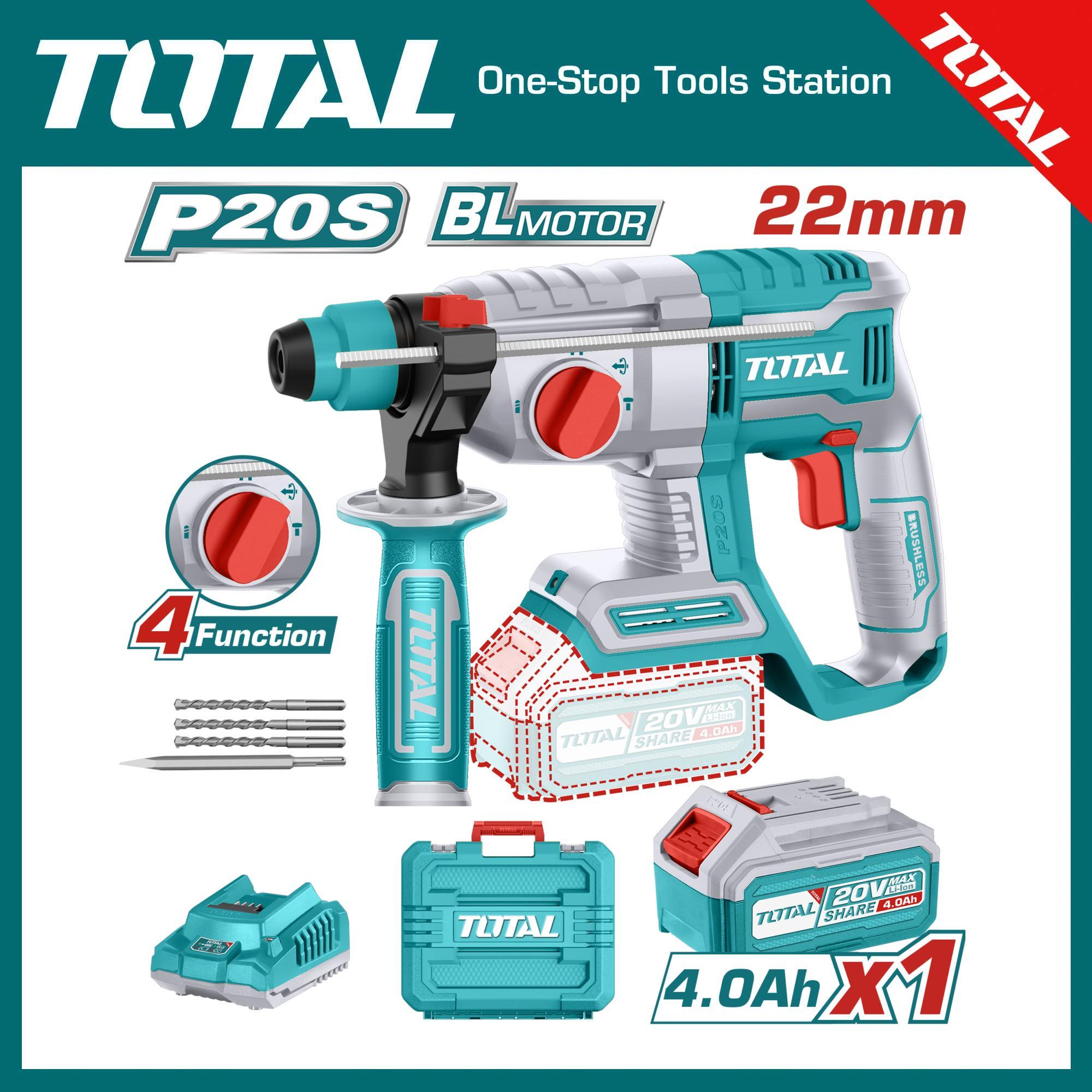 MÁY KHOAN ĐỤC DÙNG PIN 20V TOTAL TRHLI202081 - HÀNG CHÍNH HÃNG
