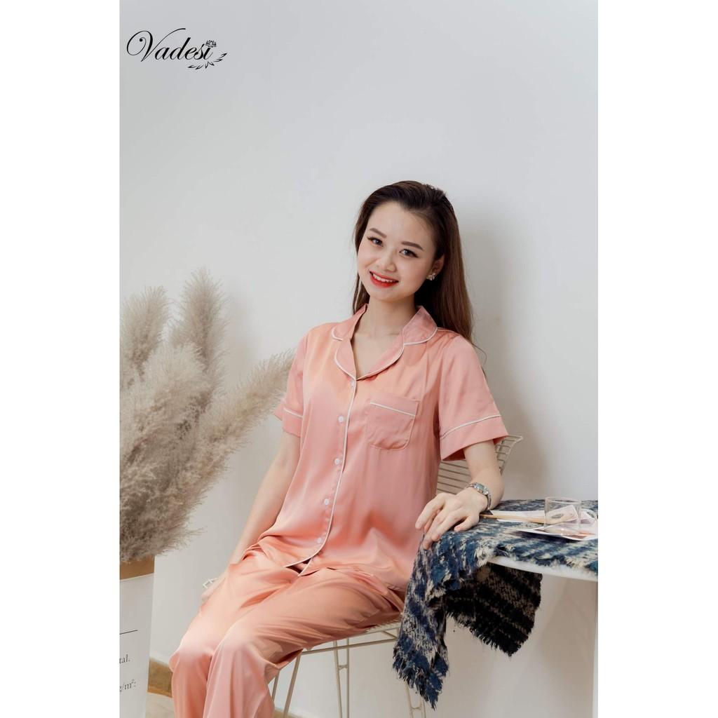 Bộ Dài Tay Cộc Pijama Lụa Cao Cấp, Pijama Nữ, Đồ Ngủ Đẹp, Set Mặc Nhà Vadesi - Thời Trang
