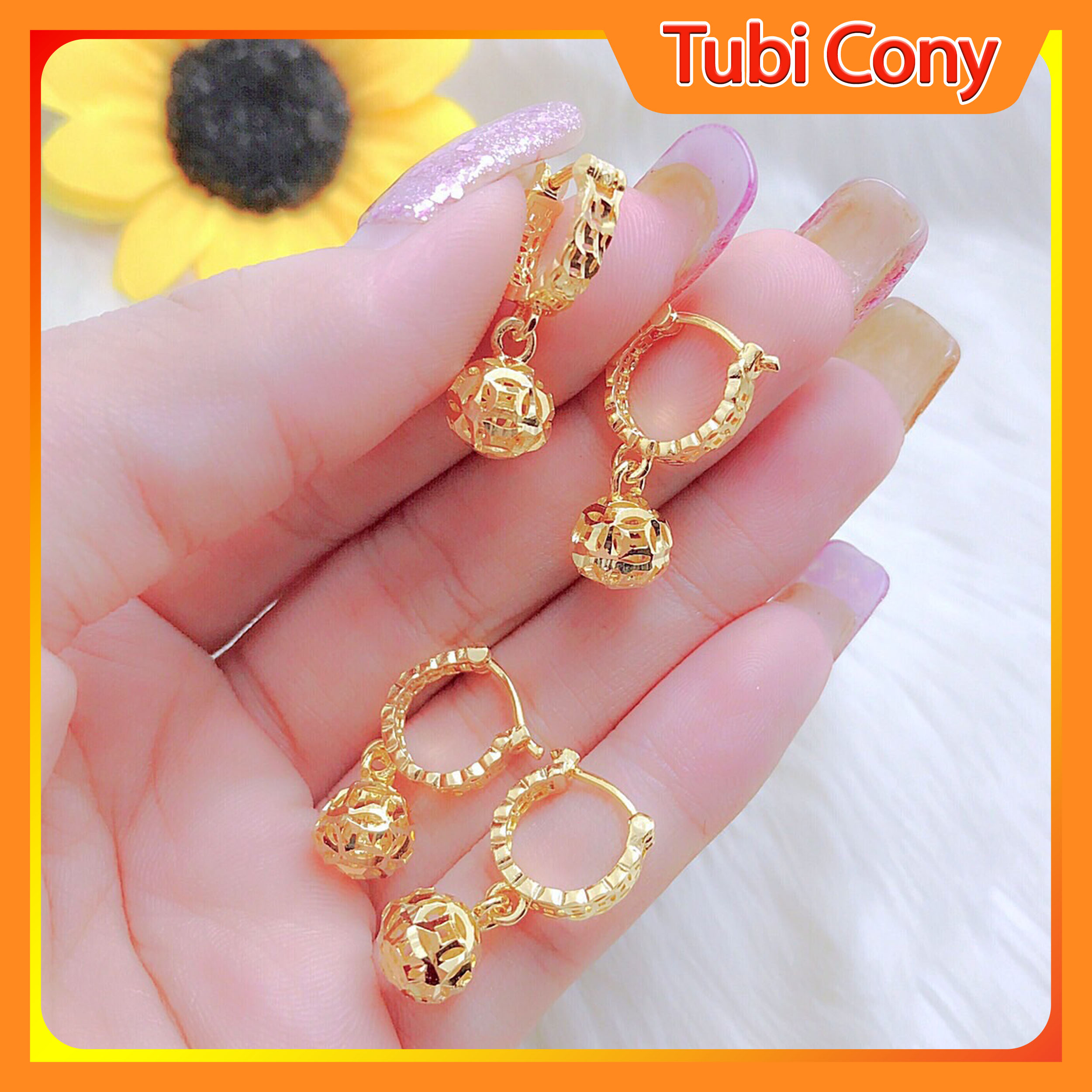 Bông tai nữ hạt châu mạ vàng