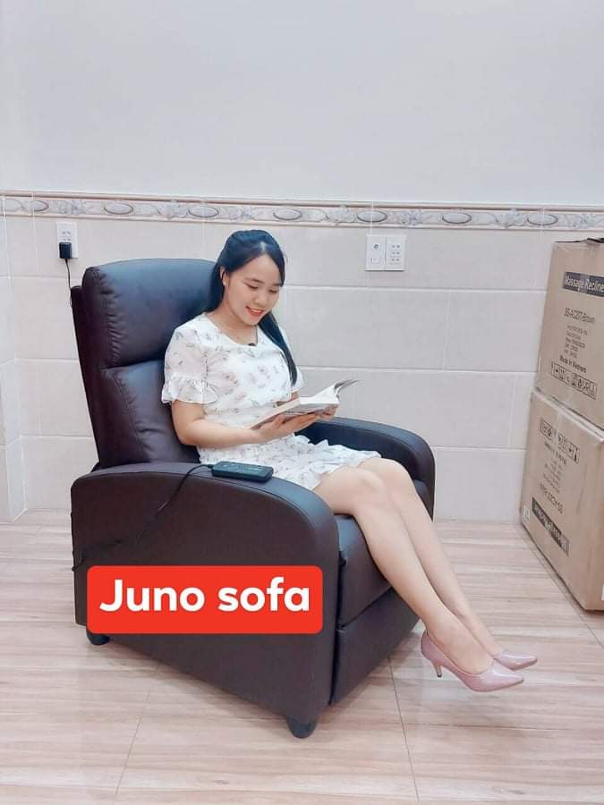 Ghế thư giãn điều chỉnh điện tích hợp sạc điện thoại tiện ích Juno Sofa (Đen)