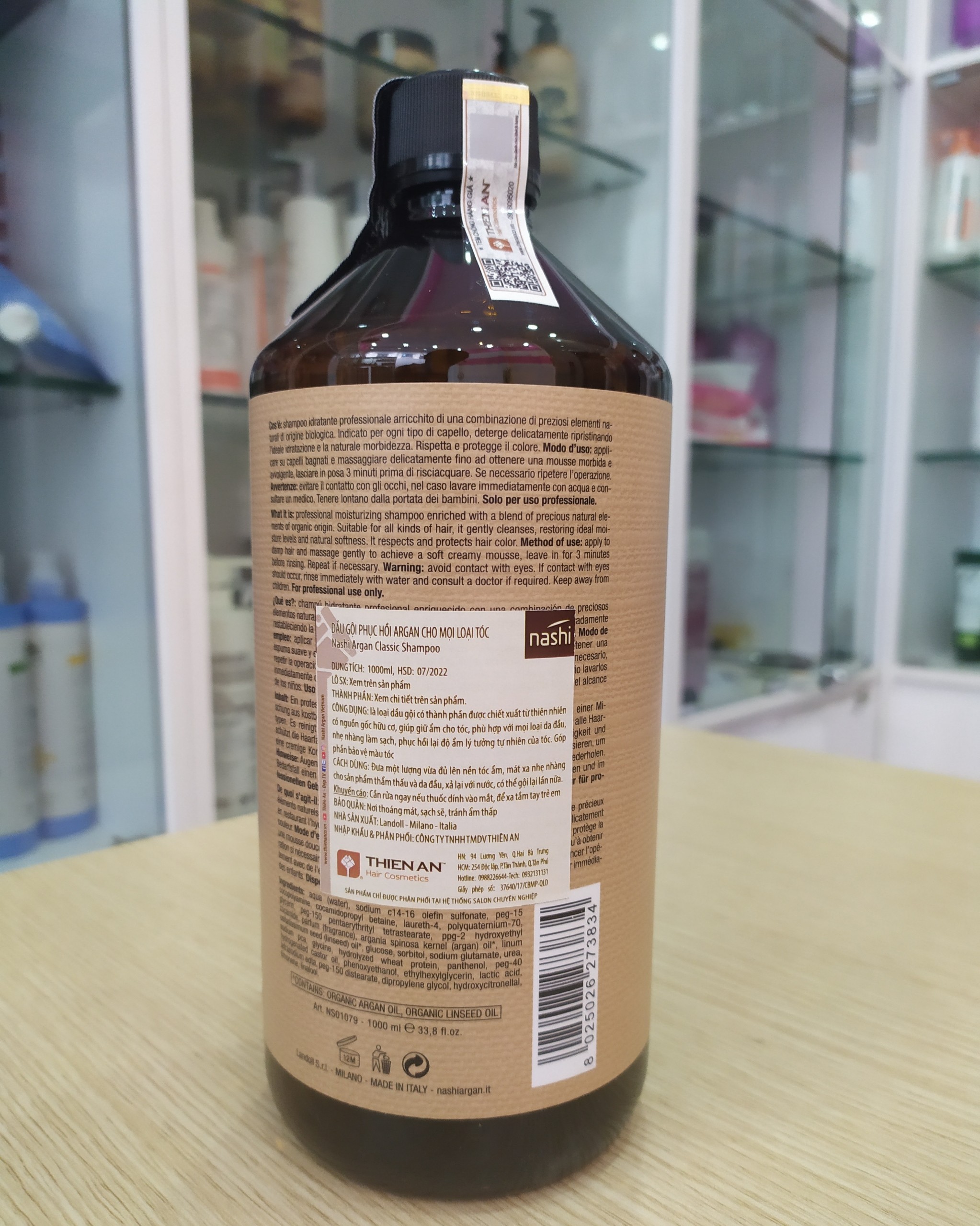 [+Tặng mũ trùm] DẦU GỘI PHỤC HỒI NASHI ARGAN DƯỠNG ẨM SUÔN MƯỢT 1000ML