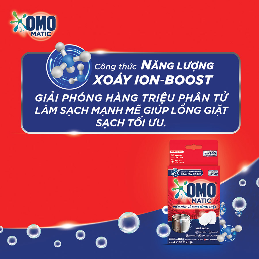 Hộp 4 Viên Nén Vệ Sinh Lồng Giặt OMO Matic 80gr