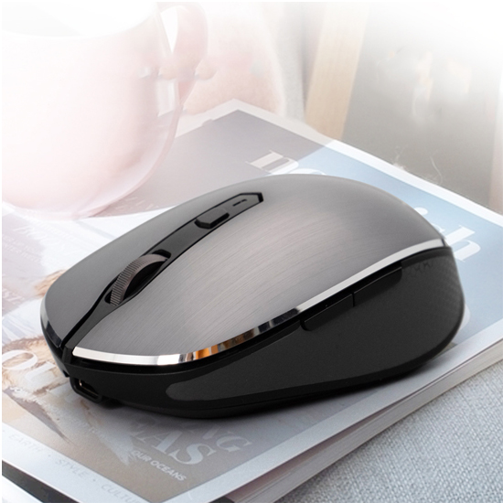 Chuột máy tính không dây Newmen F900S (Dual Mode BT5.0/3.0 &amp; 2.4 Ghz, Silent switch), Silver Grey.NEW V1 - Hàng chính hãng