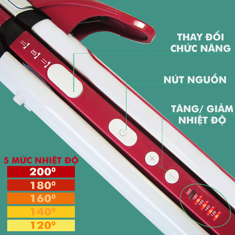 Máy duỗi tóc, uốn tóc, dập xù đa năng 3in1 5 mức điều chỉnh nhiệt KM-3304