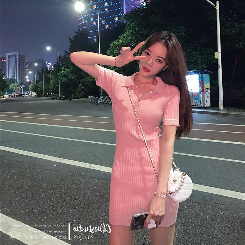 MS564 Váy đầm polo len nữ viền màu dáng ôm