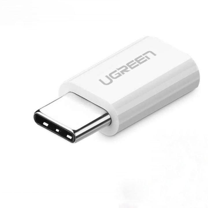 Đầu chuyển Micro USB sang USB type C, kích thước 18x13x6,6mm UGREEN US157 - Hàng chính hãng