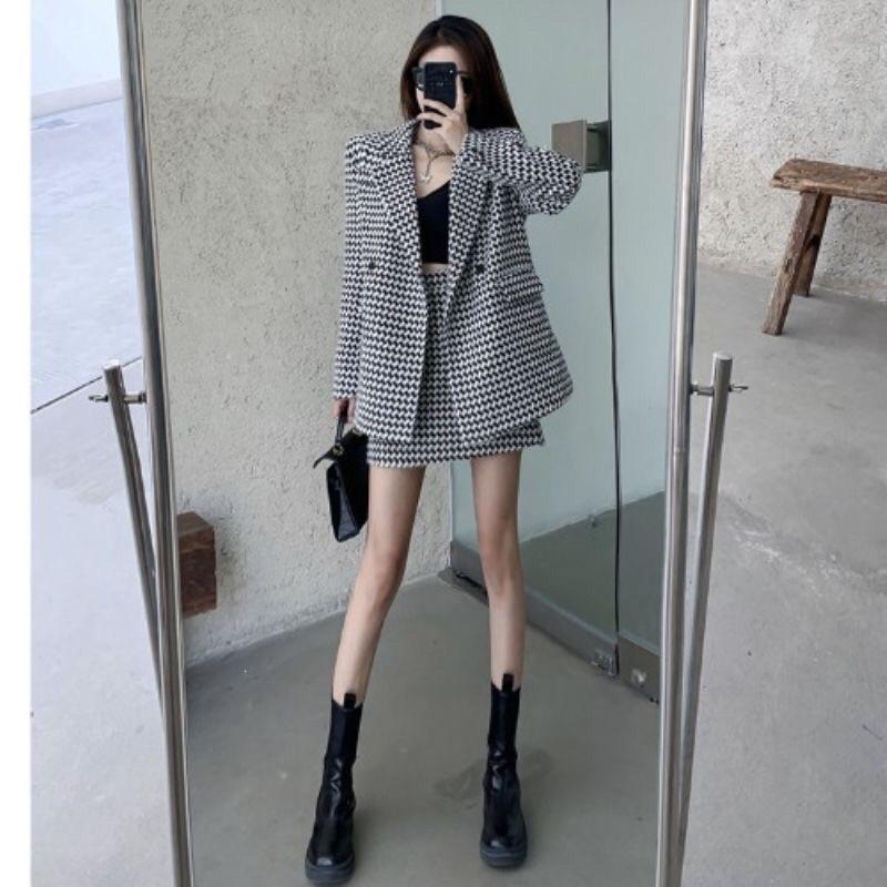 Set Đồ Áo Khoác Dạ Blazer +Chân Váy Nữ Phong Cách Hàn Quốc Mẫu Mới Mã RB01