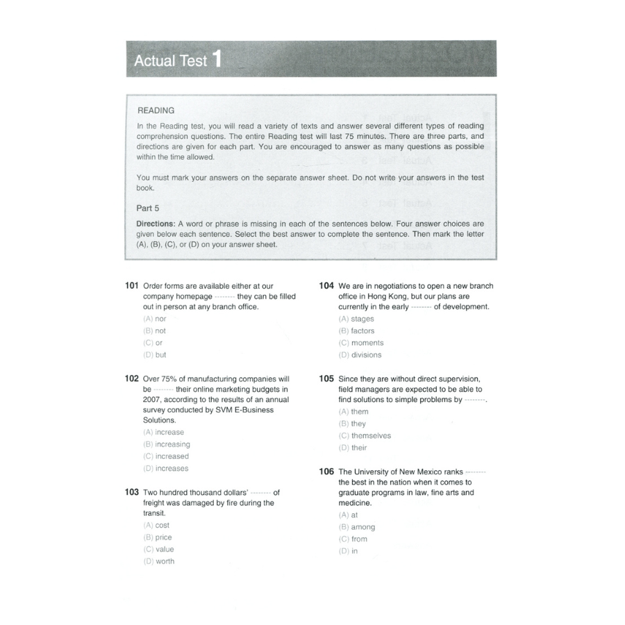 New TOEIC Actual Test Part 5,6 (Không CD)