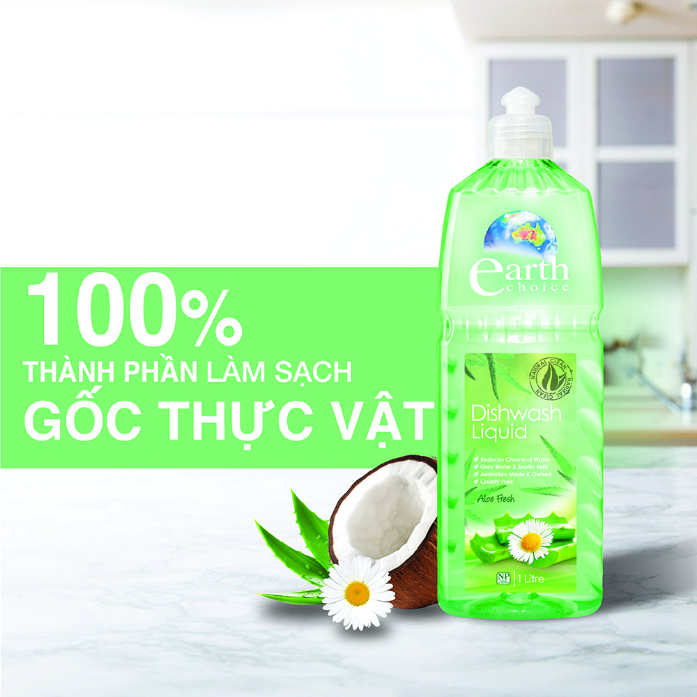 Nước rửa chén cao cấp Earth Choice Aloe Fresh 1L