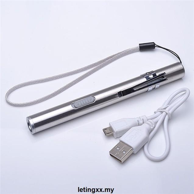 Đèn Pin Led Mini Xml Chống Thấm Nước Sạc Usb Có Kẹp Kim Loại Chất Lượng Cao