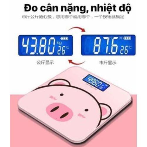 Cân lợn hồng, cân điện tử chuẩn xác, đo nhiệt độ hình dáng đáng yêu nhỏ gọn