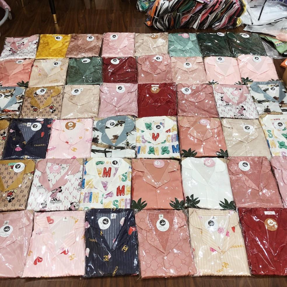 freeship Đồ ngủ nữ pijama dài tay lụa Satin họa tiết chữ siêu đẹp ( Hàng loại đẹp)