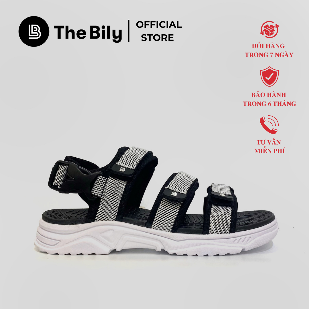 Giày Sandal Nam The Bily 3 Quai Ngang - Đế Trắng Lót Đen Màu Trắng BLDTMD04