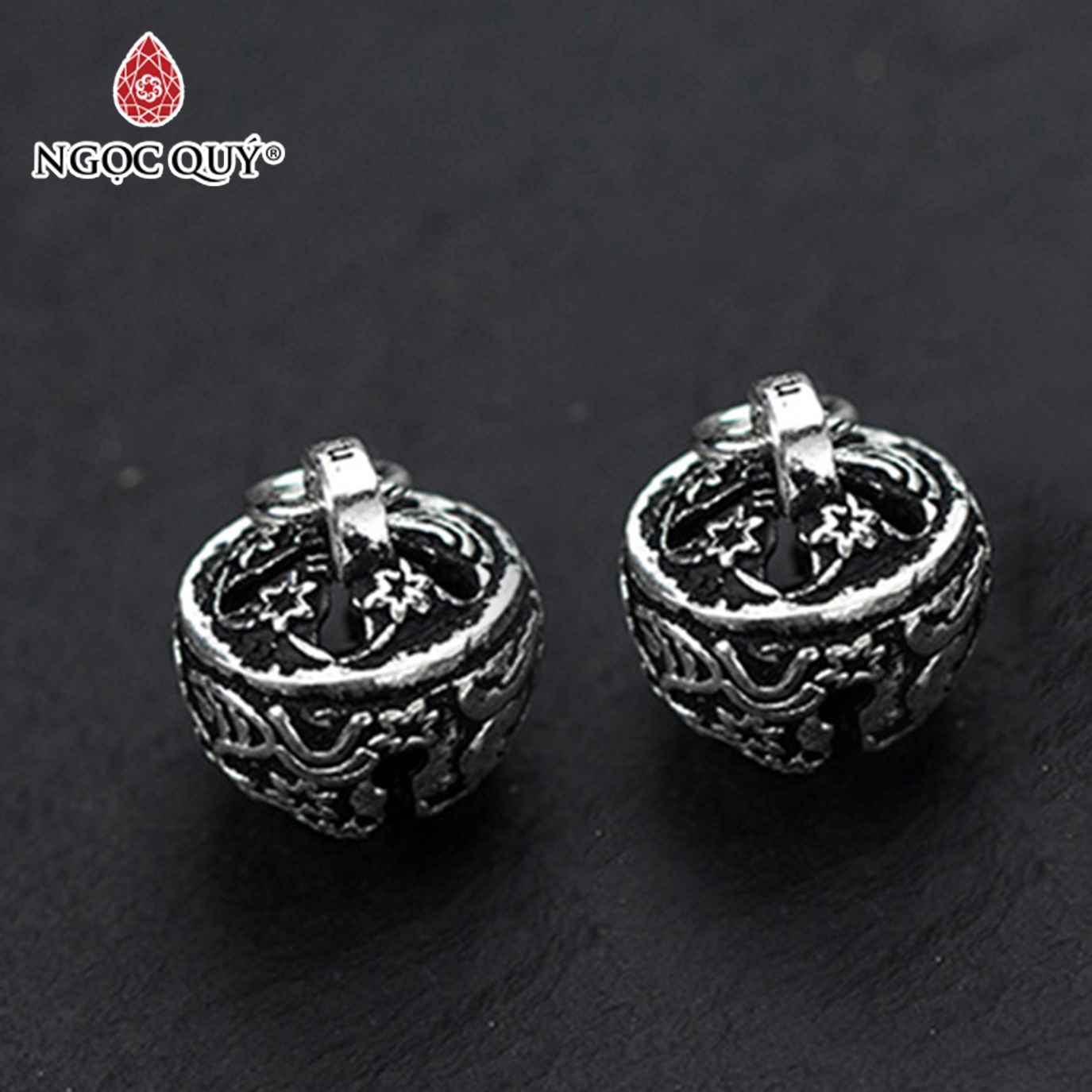 Combo 2 cái charm bạc hình chuông tròn mặt treo - Ngọc Quý Gemstones