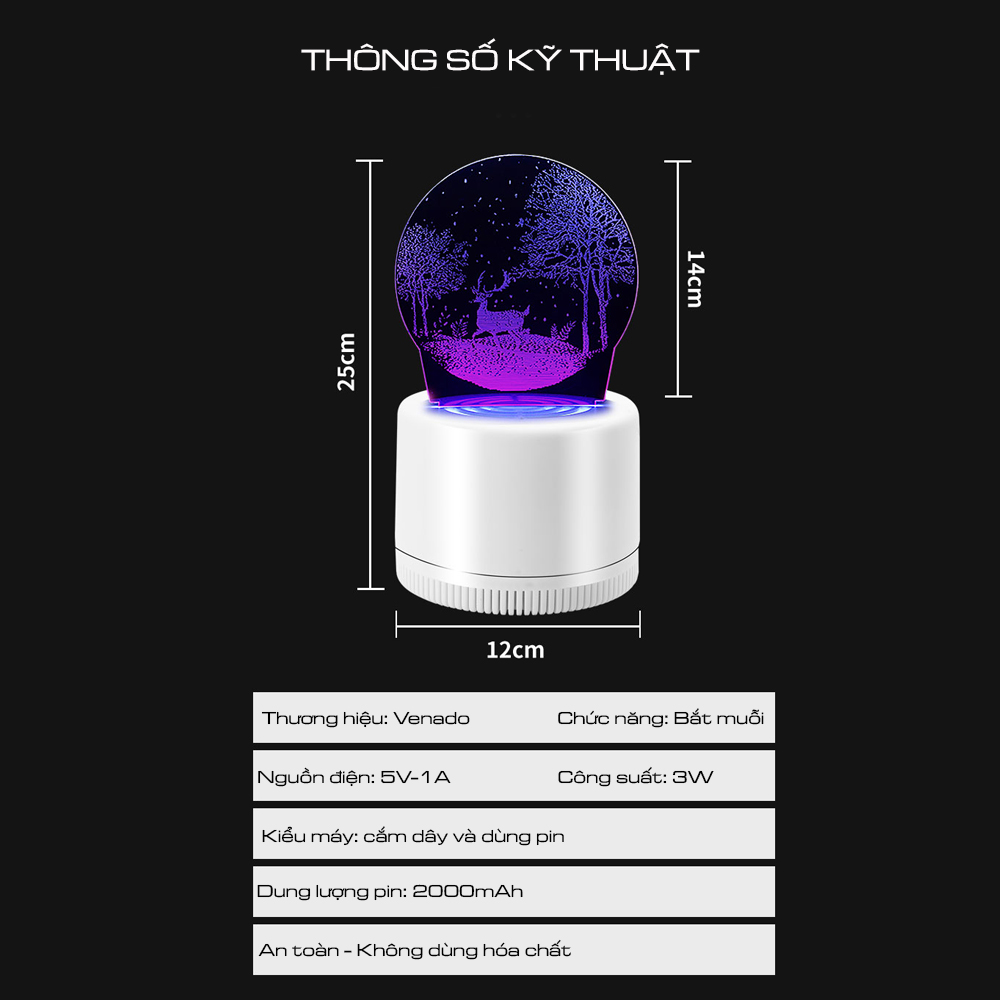 Đèn bắt muỗi tự động kiêm đèn trang trí meca nhiều hình cực hot tặng củ sạc Venado