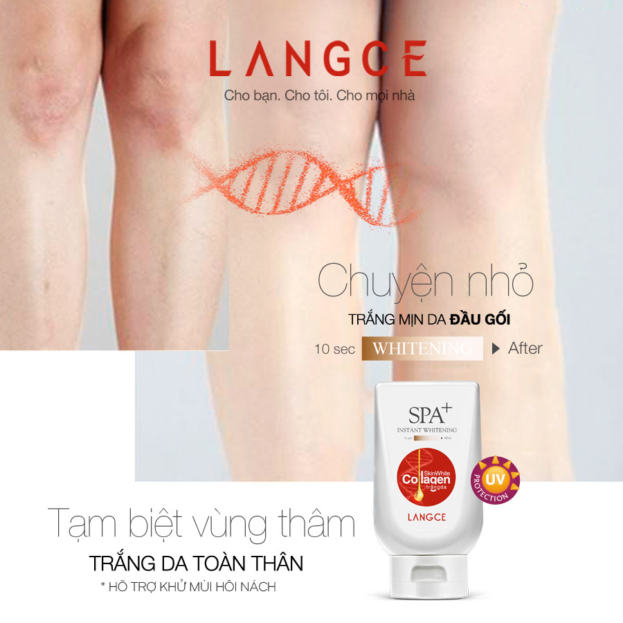 Collagen Trắng Da Spa+ Chống Nắng Giữ Ẩm - Làm Đều Sắc Da 180ml TẶNG Kem Làm Rụng Lông Trắng Da 20ml LANGCE