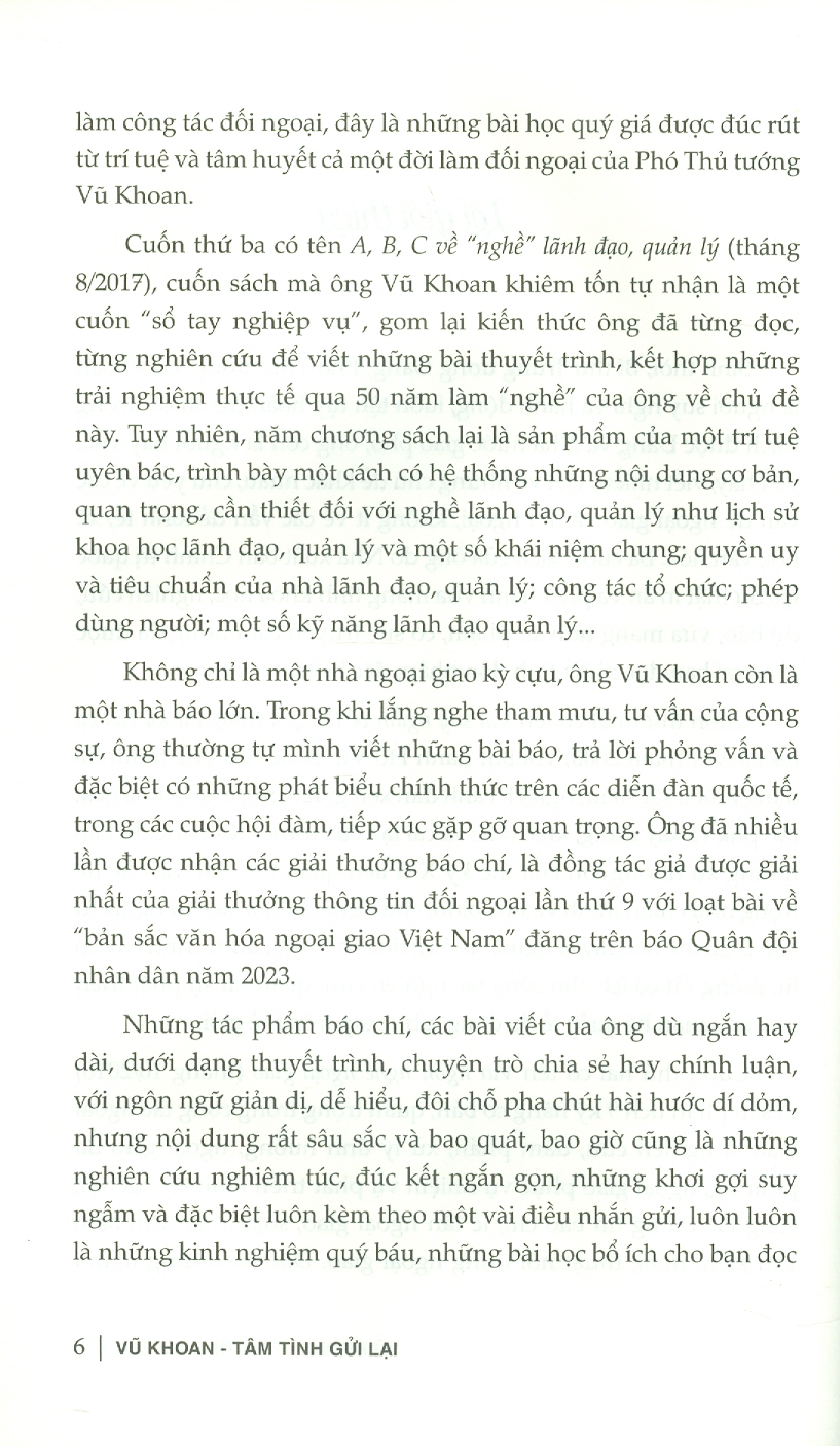 VŨ KHOAN TÂM TÌNH GỬI LẠI - Vũ Khoan - Liên Việt - NXB Hội Nhà Văn.