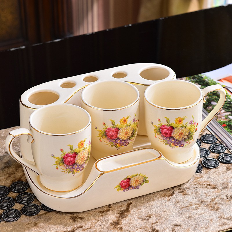 Bộ Cốc Nhà Tắm Bằng Sứ Cổ Tròn Sang Trọng Cao Cấp DECOR LUXURY - Hàng Nhập Khẩu