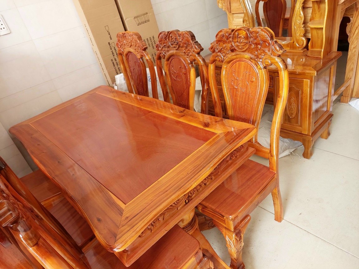 Bộ bàn ăn cẩn 6 ghế mặt vuông cao cấp