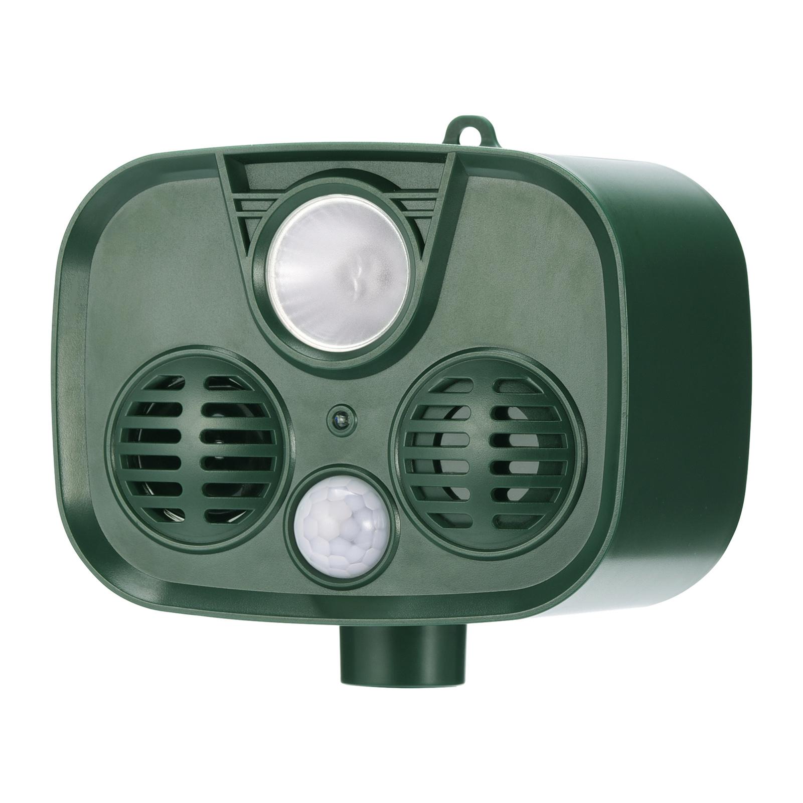 Máy xua đuổi động vật tần số 25-61KHz sử dụng phương pháp vật lý, không độc hại, Sử dụng năng lượng mặt trời, với pin có thể sạc lại