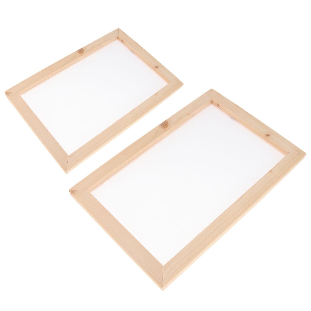 2 Chiếc Gỗ Khung Hình Chữ Nhật Có Lưới Cho Giấy Tái Chế Làm Giấy