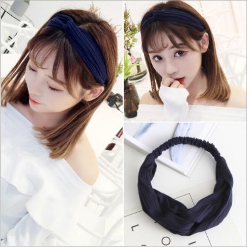 Băng đô turban cài tóc nữ màu vải thun TB03