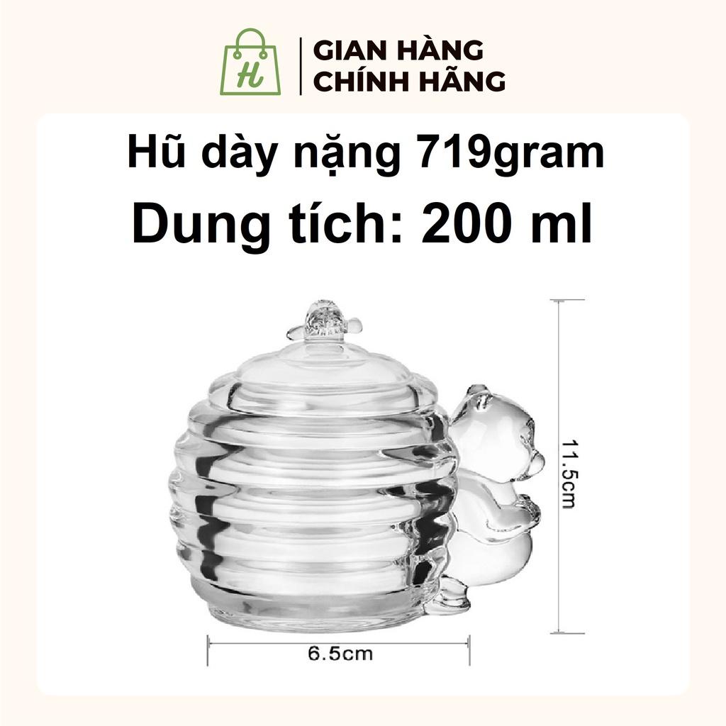 Lọ mật ong thủy tinh con gấu dễ thương Thủy tinh dày dặn chuẩn hàng nội địa