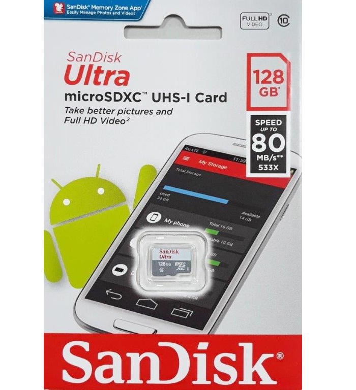 Thẻ Nhớ Sandisk Micro SDXC Ultra 128GB (80MB/s) - Hàng Nhập Khẩu