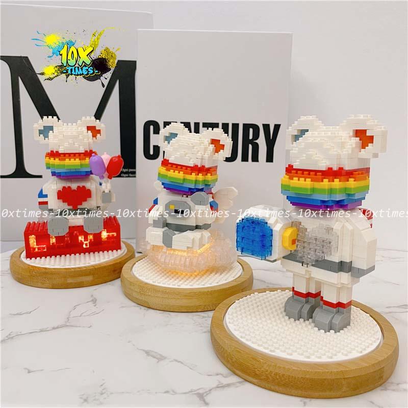 ( hộp , đèn led) le go 3D gấu bearbrick dễ thương quà tặng bạn gái bạn trai, sinh nhật 10xtimes