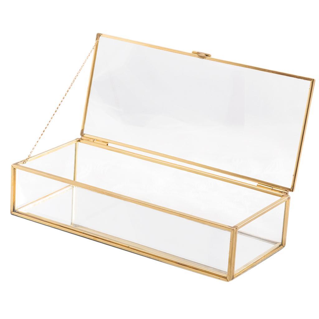 Glass Vintage Jewelry Box Geometric Jewelry Display Organizer Keepsake Box Case