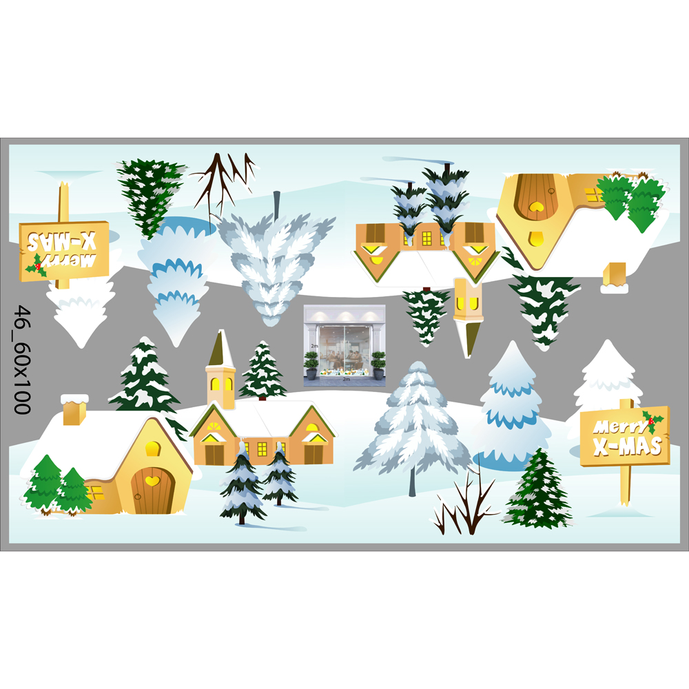 Decal trang trí noel combo số 62 hàng châu xanh và ông noel