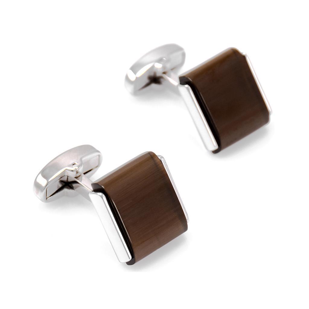 Brown Opal Stone French Cufflinks Business Wedding Shirt Brass Cuff Links
