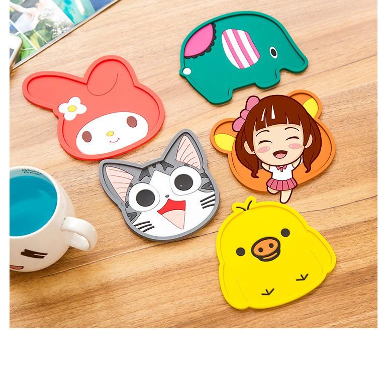 Bộ 10 đế lót ly nhựa dẻo cute