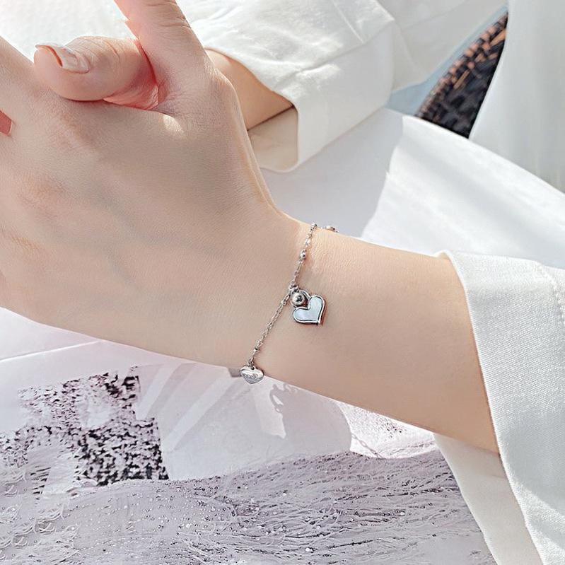 B42 Lắc tay vòng tay titan nữ love tim thả đẹp Ring House